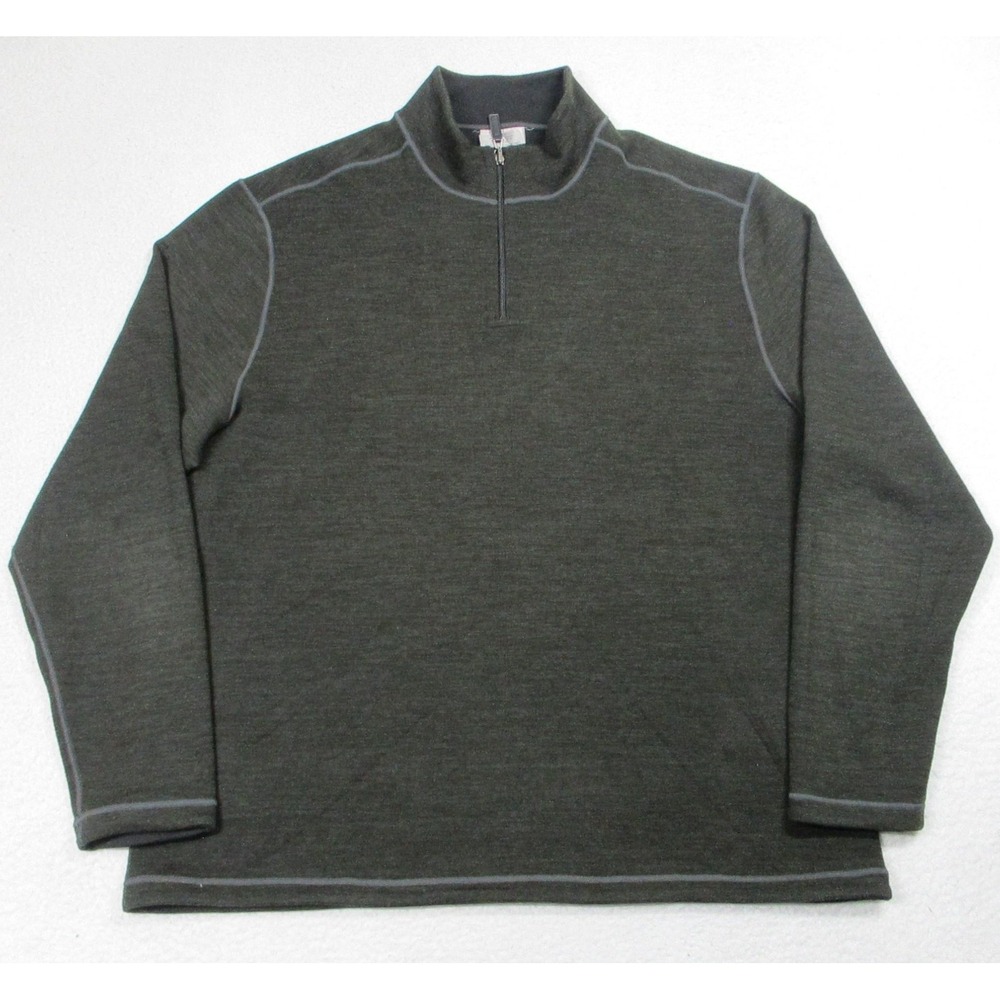 Age of Wisdom Quarter‎ Zip Pullover Mens 2XL Gray Green Reversible Mock Neck
